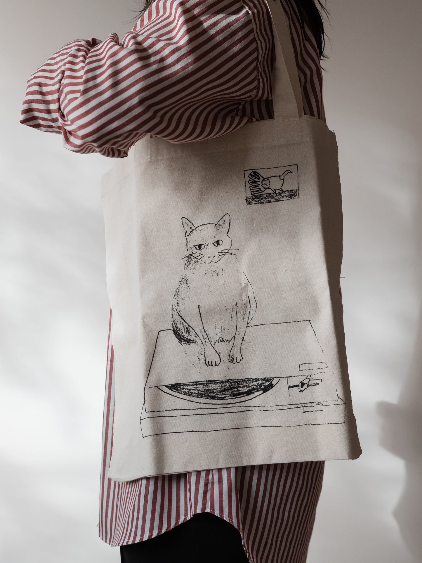 Etta on her Turntable Organic Cotton Tote Bag